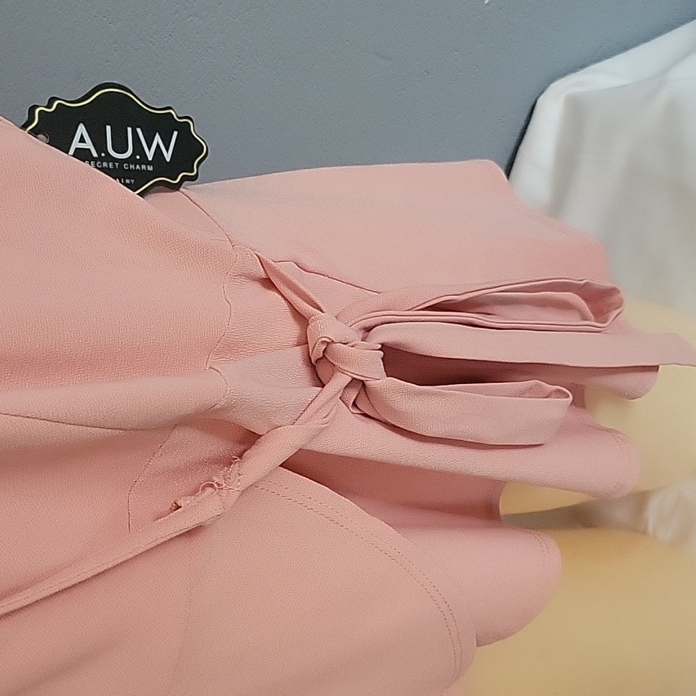 AUW Blush Pink Wrap Blouse - Picture 3 of 8